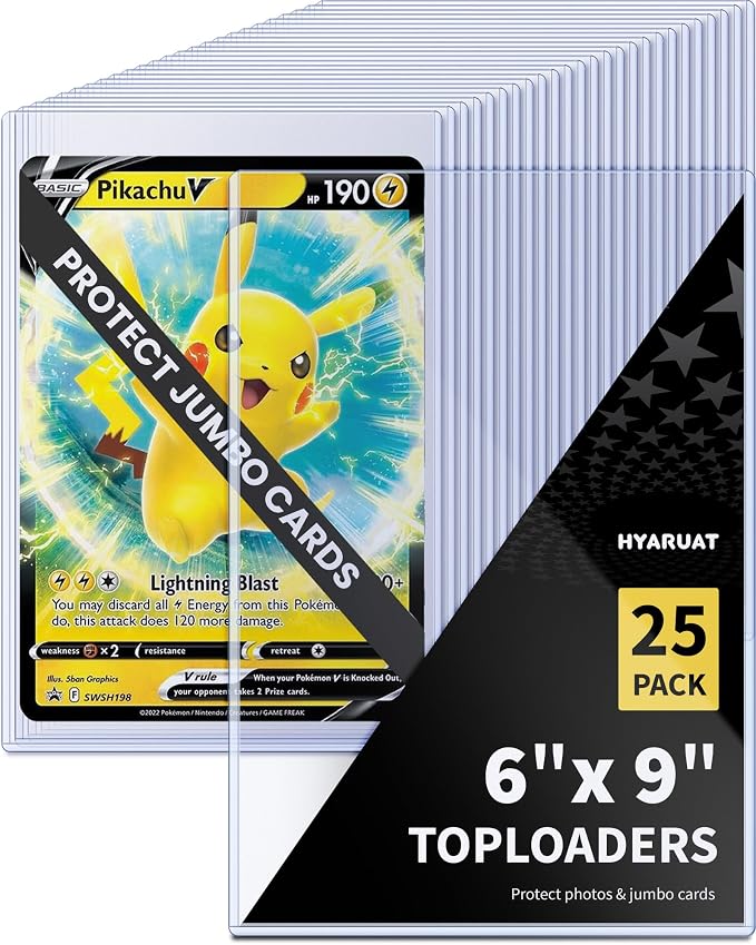 6x9 Toploader 25 Pack, Rigid PVC Jumbo Card Sleeves 39PT | Hard Plastic by HYARUAT