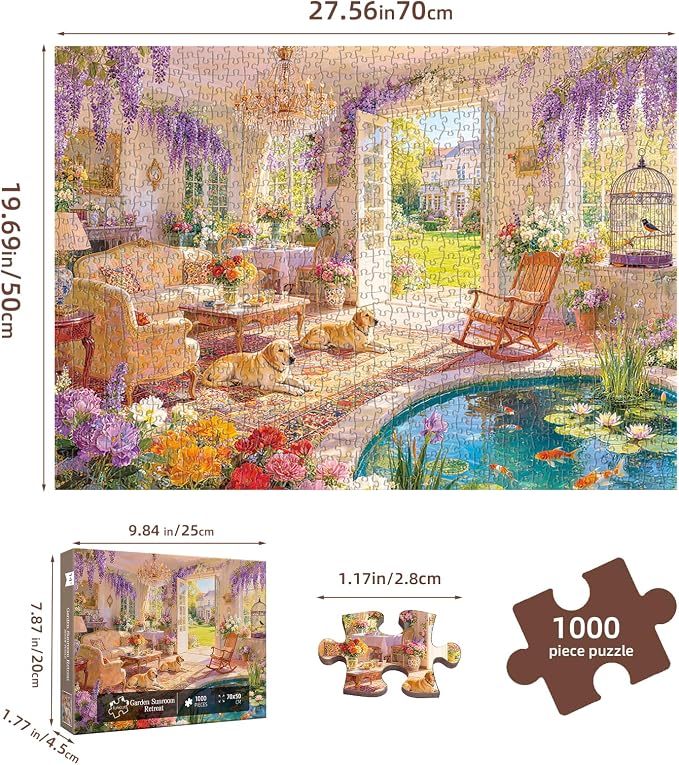 Garden Sunroom Retreat Puzzles for Adults 1000 Pieces, Impossible Hard - Image 6