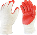 SAVER Non-Slip Red Work Gloves for Construction Latex Rubber Palm Coated - Premium Daily Safety Work Gloves