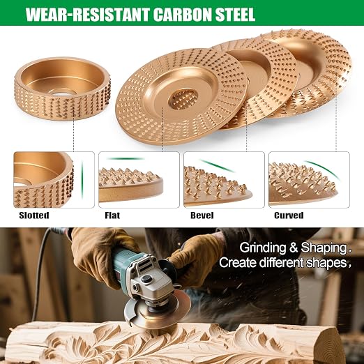14pcs Wood Carving Disc Set for 4 in 4.5 in Angle Grinder | For Quick Rough - Image 4