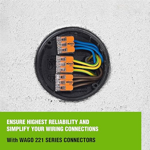 WAGO 221 Series 35pc Compact Splicing Wire Connectors | Includes (10x 221-2401), (10x 221-412), (10x 221-413), (5X 221-415) | WAGO Wire Connectors | 221 Straight Inline Splice | Electrical Lever Nuts