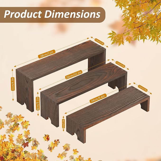 2 Set Wooden Cupcake Stand for Decor, 3 Tiered Stackable Display Risers - Image 4
