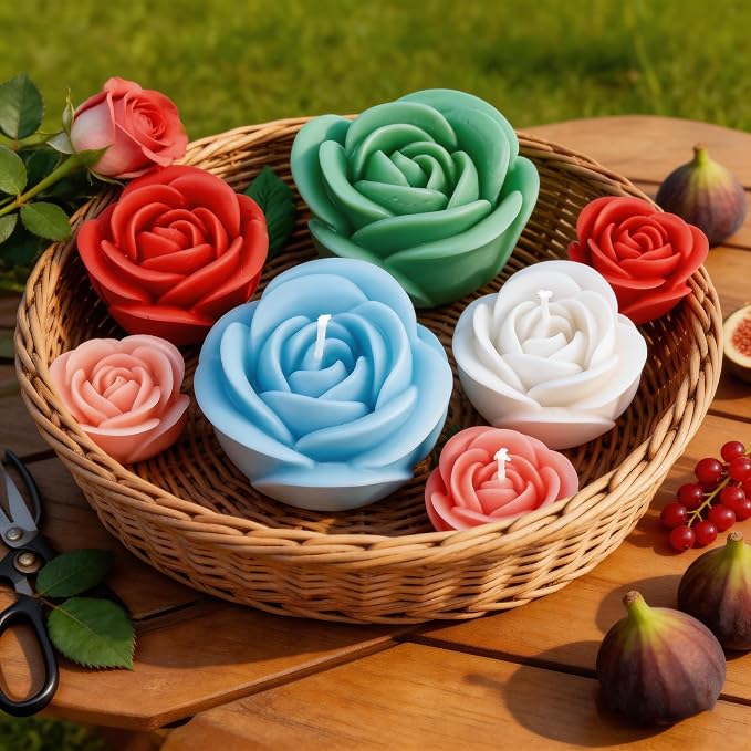 4 PCS Rose Candle Mold Silicone – Flower Shape - Image 3