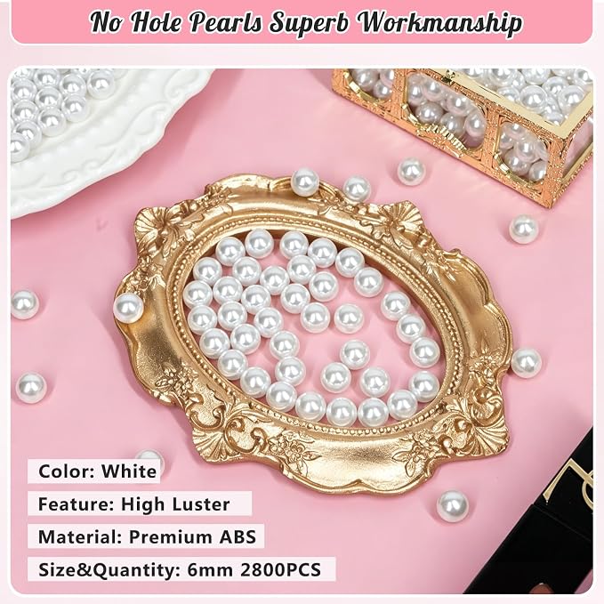 2800PCS 6mm Pearls for Crafting, Artificial Pearl Beads for Vase Filler - Image 3