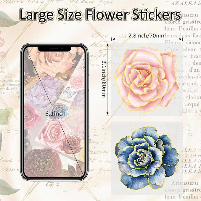 emmoolife Pressed Flower Stickers Set Large Dried Flowers Themed Resin Sticker - Image 3