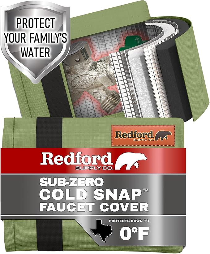 Redford Supply Co. Cold Snap (0F) 2 Pack Outdoor Faucet Covers for Winter Freeze Protection, 7.5"W x 9.5"H, Foam Spigot Insulated Cover, Outside Pipe Protection, Hose Bib (Green)