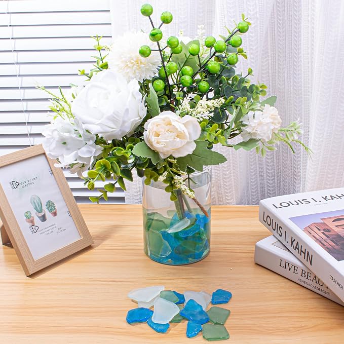 Keedolla 15 Oz Sea Glass for Crafts Seaglass Pieces Decor Flat Frosted Sea - Image 7