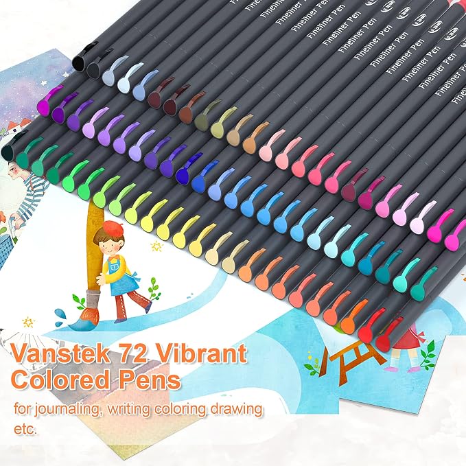 Vanstek 72 Colors Journal Planner Colored Pens, Fineliner Pens - Image 2