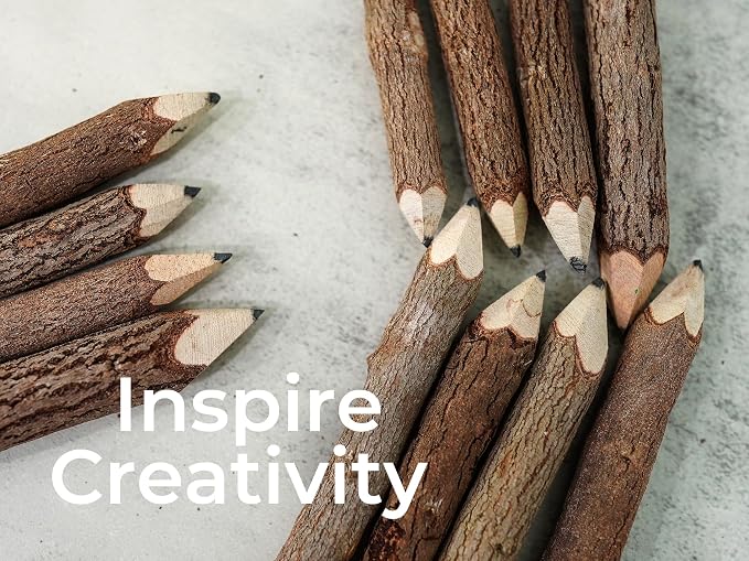 BSIRI Black 3 Inch Wood of 12 in Pack Tree Bark Pencil Favors in Wooden Rustic - Image 9