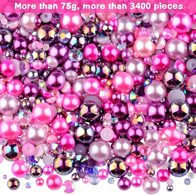 3900+ Pcs Rhinestones and Pearls Kit, 2-10mm Flatback Gems - Image 2