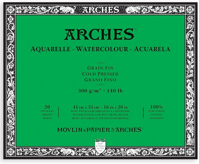 Arches Watercolor Paper Block, Cold Press, 140 Pound by ARCHES