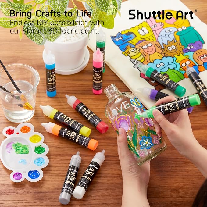 66 Colors Fabric Paint, Shuttle Art 3D Fabric Paint - Image 6