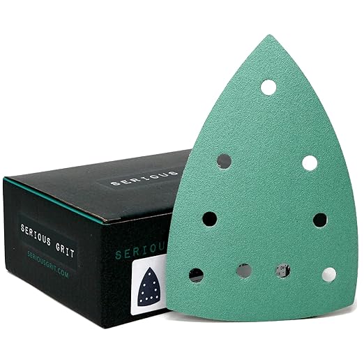 120 Grit 4" x 6" Delta (100mm x 150mm) Triangle Sanding Sheets - Fits Festool DTS 400 & Mirka DEOS Delta Sanders - Heavy-Duty Hook & Loop Film Sandpaper for Detail Sanders - 50 Pack Box