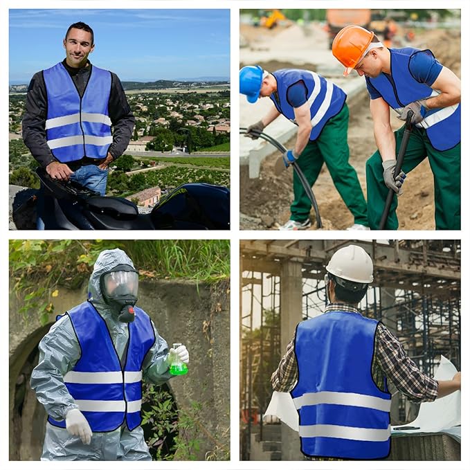 Safety Vest, Reflective High Visibility Construction Vest for Men, Work, Cycling, Runner, Surveyor, Volunteer, Road