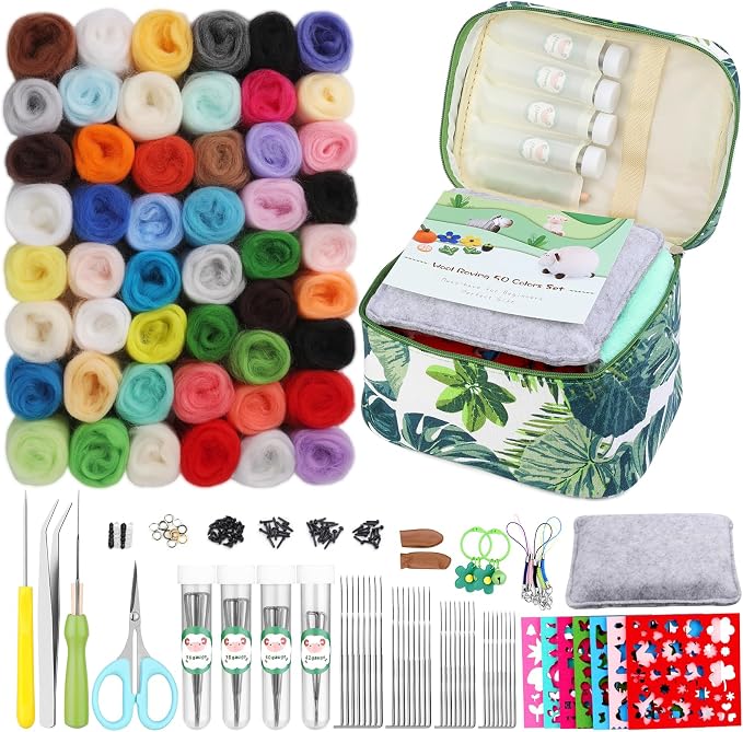 IMZAY Needle Felting Kit, Wool Roving 50 Colors Set by Imzay