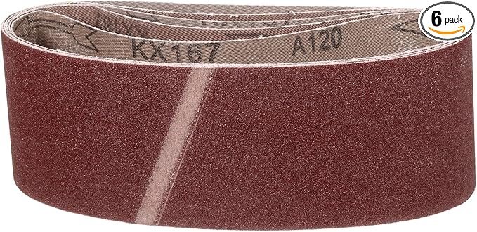 3 x 21 Inch Sanding Belt, 6 Pcs 120 Grit Knife Sharpener Belts Work Sharpening for Belt Sander Knife Carving Tool Metal Working