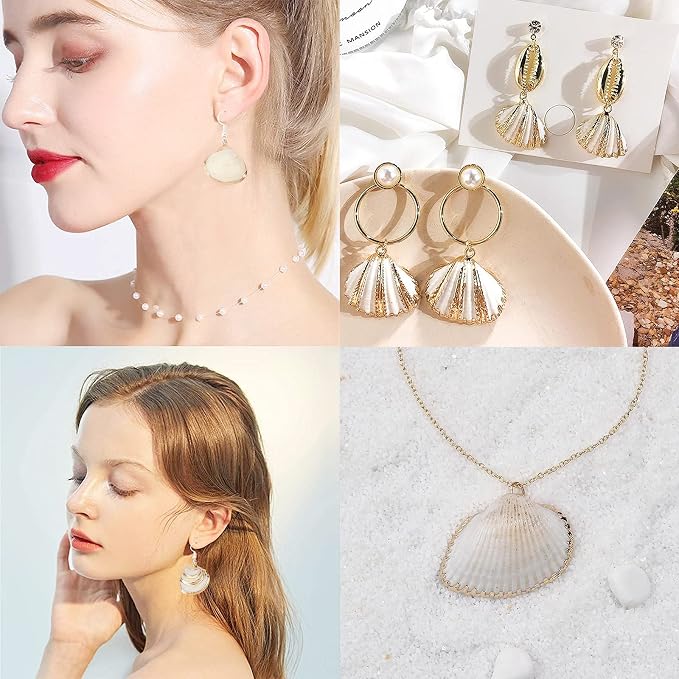 SUNNYCLUE 1 Box 16Pcs Seashell Charms Oval Ocean Beach Spiral Connectors - Image 6