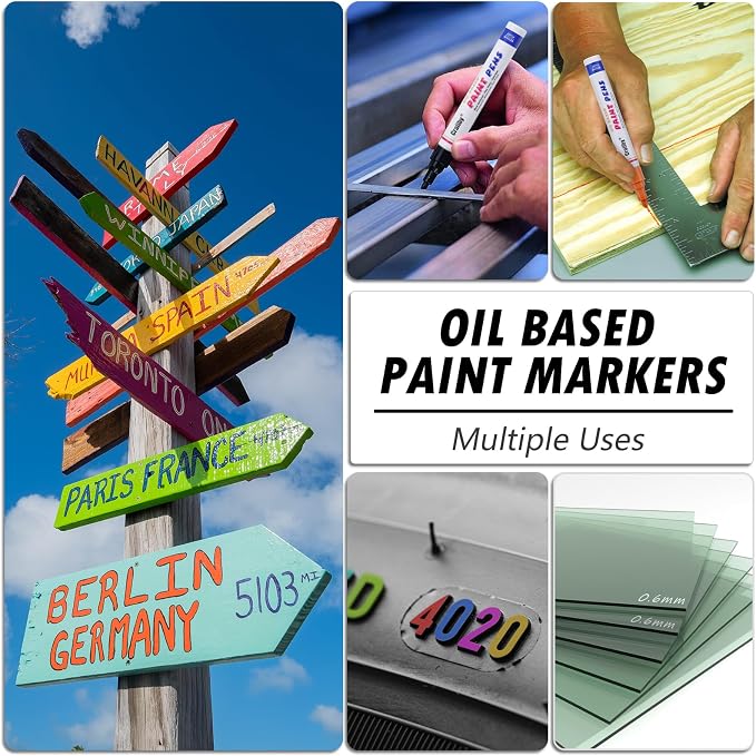 Blue Paint Markers, 3 Pack Oil-Based Waterproof Quick Dry Permanent Paint Pen - Image 4