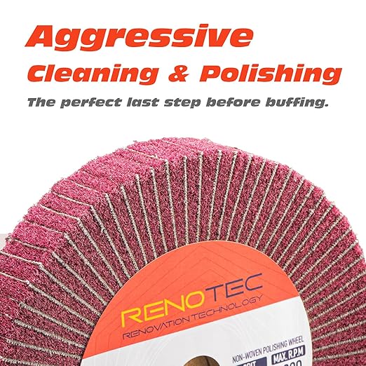 6 Inch Flap Wheel, Non-Woven Abrasive Polishing Wheel, 1 Inch Thickness, 3/4 Inch Arbor, for Bench Grinder (4 Pcs Grit320 SP)
