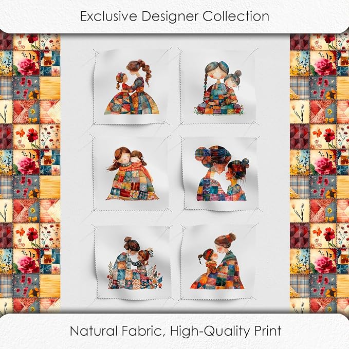 Patchwork Mother & Daughter Cotton Fabric Panel – 6 Designs + Bonus Sheet - Image 5
