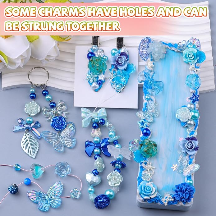 350 Pieces 3D Resin ABS Colorful Rose Flower Bows Butterfly Charms - Image 6