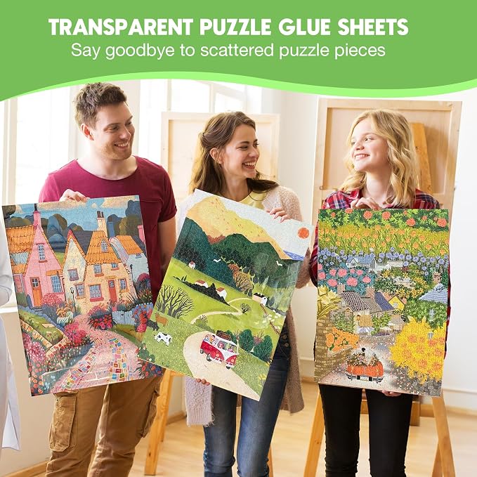 Nariolar Ultra-Adhesion Transparent Puzzle Glue Sheets, 64 Puzzle Saver Sheets - Image 5
