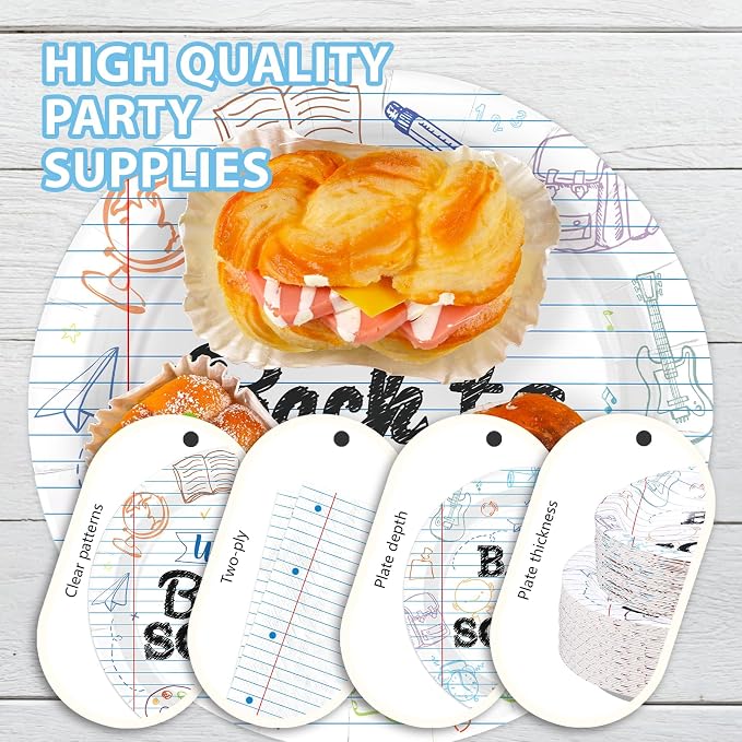 168 Pcs Back to School Party Decorations Notebook Print Plates Napkins Cups - Image 4