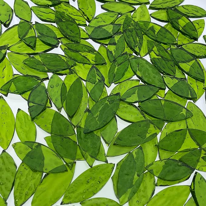 LITMIND 120 Pieces Olive Green Textured Transparent Mosaic Glass Petals & - Image 3