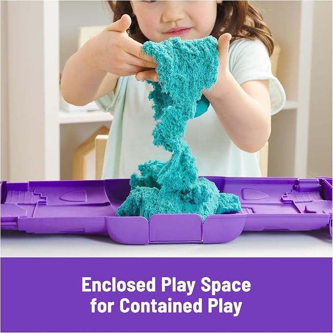 Kinetic Sand, Castle Case with 1lb Teal Play Sand & Storage Container, Sensory - Image 3