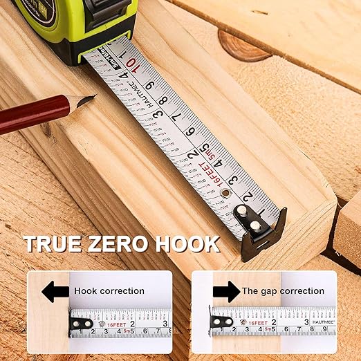 HAUTMEC Tape Measure 16ft with Dual Scale Metric and Imperial 1/8 Fractions Measuring Tape Compact Economical for Home DIY Renovations Crafting Quick Fixes HT0314-3PC