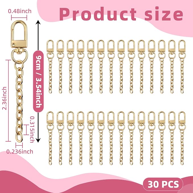 NCIWAN 30 PCS Keychain Making Kit Swivel Snap Hook Lobster Claw Clasps and - Image 2