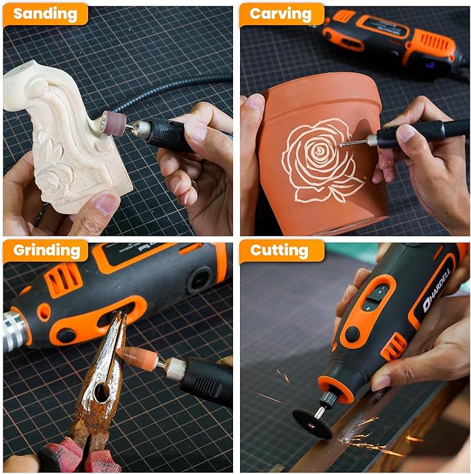 200W Corded Rotary Tool Kit with Fine Speed Control & Flex Shaft 8000-40000 RPM Digital Display, 155Pcs Accessories for Crafting, Cutting, Sanding, Polishing, Drilling, Carving, DIY Projects