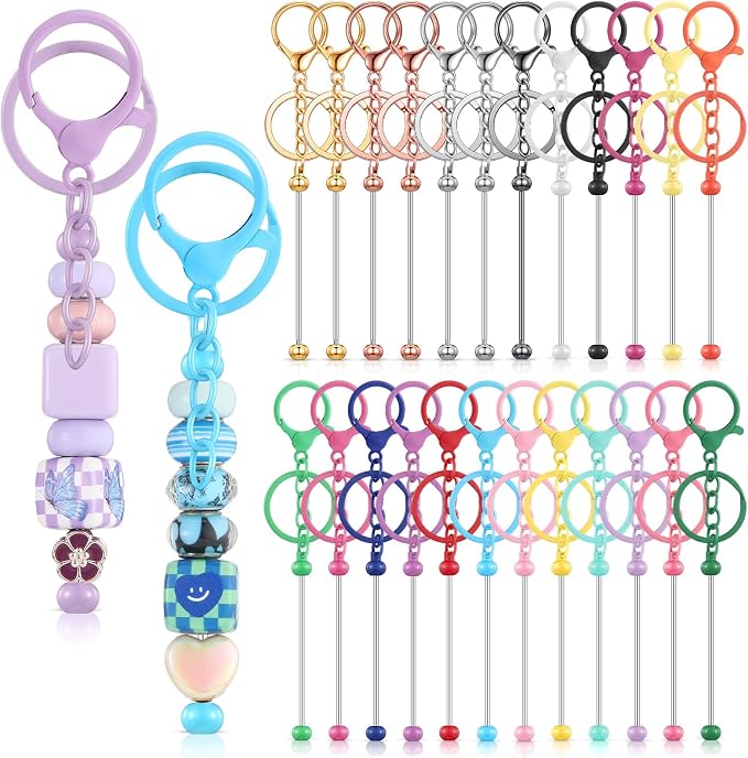 Tondiamo 24 Pcs Beadable Keychain Bars Bulk Beads by Tondiamo