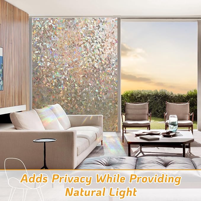 LUTE Rainbow Window Privacy Film, Stained Cling, 17.5" x 78.7" | 3D Decorative - Image 7