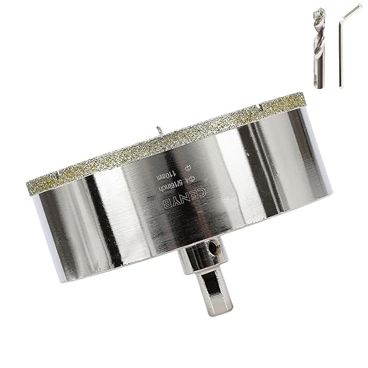 4-5/16inch | 110mm Diamond Hole Saw with Center Drill bit and Diamond-Coated Center Drill bit for Ceramic Glass Marble Fiberglass Granite and Porcelain Tiles by CENYB
