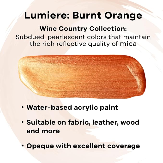 Jacquard Lumiere 8oz Fabric Paint Burnt Orange - Image 2