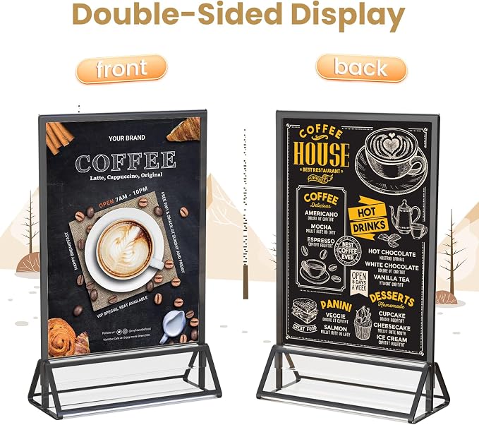 Acrylic Sign Holder 4X6 Black Picture Frame Double-Sided -6 Pack | Sign Stand - Image 3