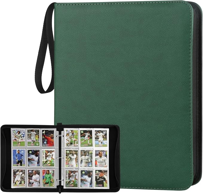 GERMUN 3 Ring 9 Pocket Zipper Card Binder, 720 Double Sided Standard PU Trading by GERMUN