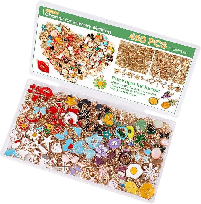 Crweety 460Pcs Charms for Jewelry Making, Pendants Earring Charms for Bracelets - Image 2