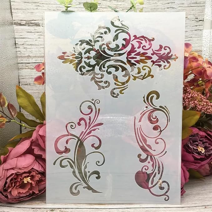 TIAMECH A4 Reusable Damask Frame Lines Stencil - Image 4