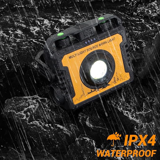 AdamStar Work Light, Magnetic LED Rechargeable Light with 7 Modes & 270°Rotatable, 1500LM Waterproof COB Portable Light with Hook for Emergency Car Repair, Grill, Outdoor Work, Camping (1 Pack)