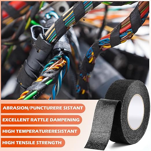 Wire Harness Automotive Tape Self-Adhesive Wiring Harness Cloth Electrical Tape 1 Inch x 30 Feet Car Insulated Wire Loom Tape for Automotive Engine Insulation Protection 6 Rolls