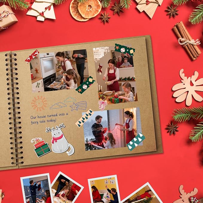 Scrapbook 10x10 Inch DIY Scrapbook Album Hardcover Kraft Paper 100 pages/50 - Image 9