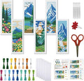 FREEBLOSS 6 Set Cross Stitch Bookmarks Kit Mountains&Rivers Stamped Cross by FreeandCreativeCraftsArt