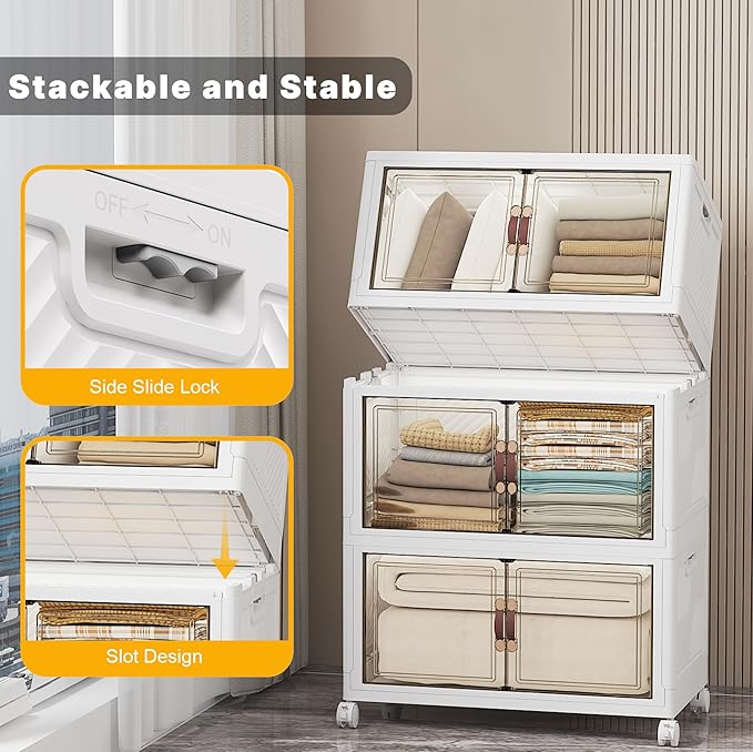 UAMFURI Stackable Storage Bins, 336QT Collapsible Drawers - Image 4