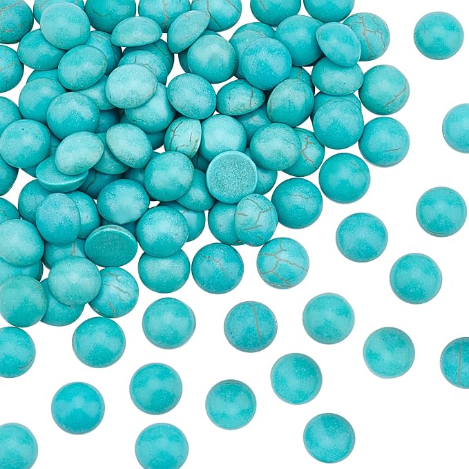 arricraft 100PCS 8mm Synthetic Turquoise Gemstone Turquoise Beads Flat Back by ARRICRAFT