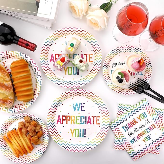 200pcs Thank You Plates Napkins We Appreciate You Party Tableware Set Teacher - Image 5
