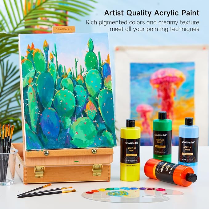 Shuttle Art Acrylic Paint, 15 Colors Acrylic Paint Large Bottle Set, 473ml/16oz - Image 2