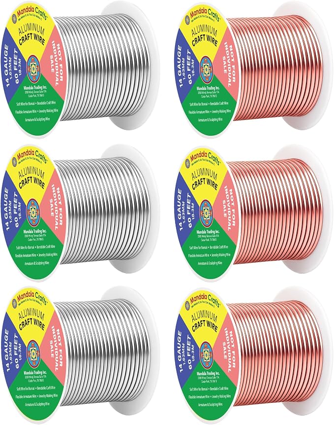 Mandala Crafts 14 GA Copper Silver Tone Combo Anodized Aluminum Craft Wire | by MandalaCrafts