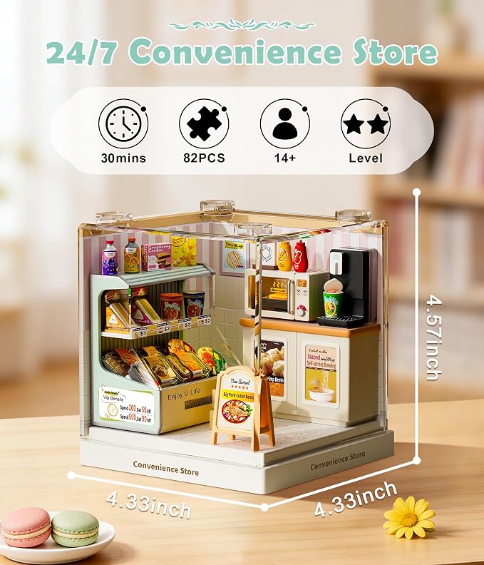 Convenience Store Miniature House Kit, Plastic DIY Dollhouse - Image 2